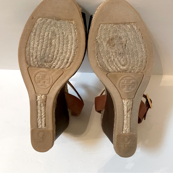 TORY BURCH Wood Wedge Heeled Espadrille Sandals Size 9 - Picture 14 of 14